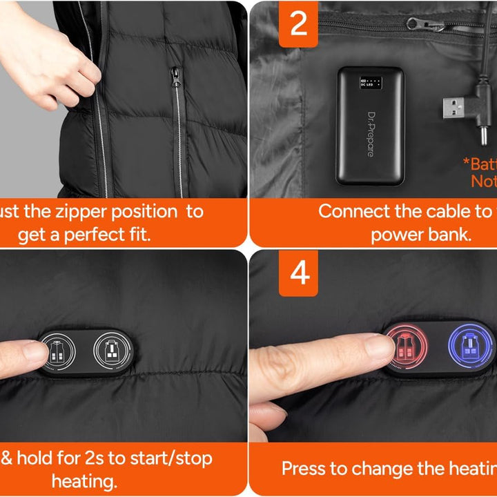 Heated Vest, Thickened Heated Jacket for Men Women,10 Heating Zones & 3 Heat Levels (Battery Pack Not Included)