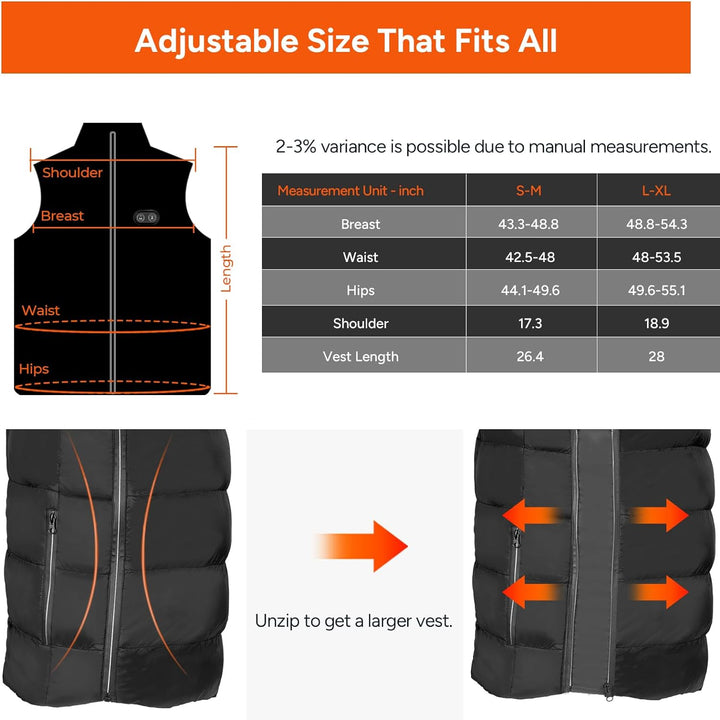 Heated Vest, Thickened Heated Jacket for Men Women,10 Heating Zones & 3 Heat Levels (Battery Pack Not Included)