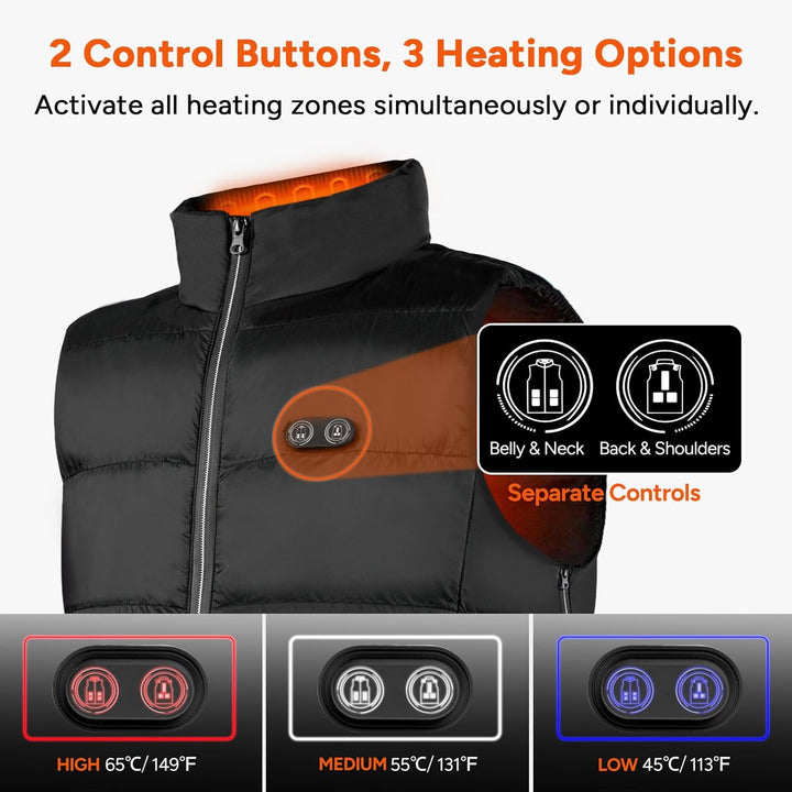 Heated Vest, Thickened Heated Jacket for Men Women,10 Heating Zones & 3 Heat Levels (Battery Pack Not Included)
