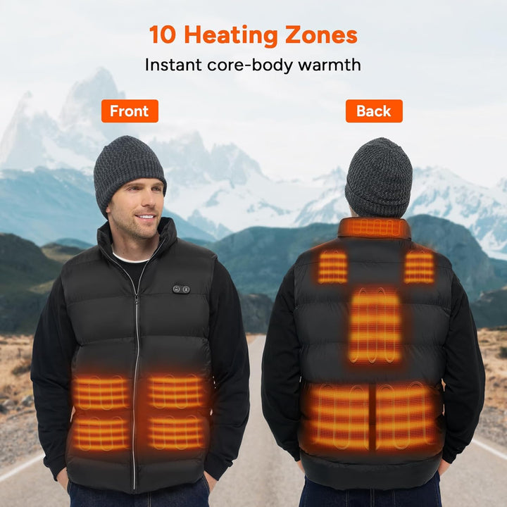 Heated Vest, Thickened Heated Jacket for Men Women,10 Heating Zones & 3 Heat Levels (Battery Pack Not Included)